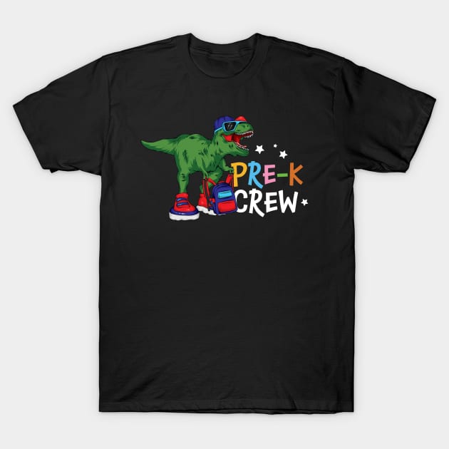 Funny T-Rex Back To School Pre-K Crew Pre Kindergarten Gift T-Shirt by BadDesignCo
